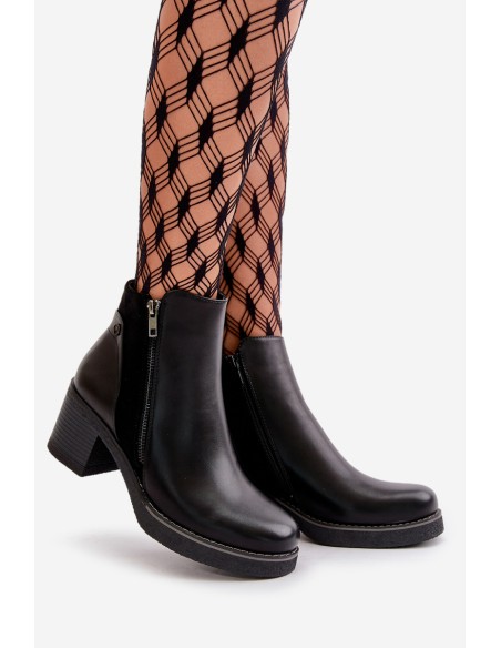 Women's Eco Leather Ankle Boots With Heel Insulated Black Revianna