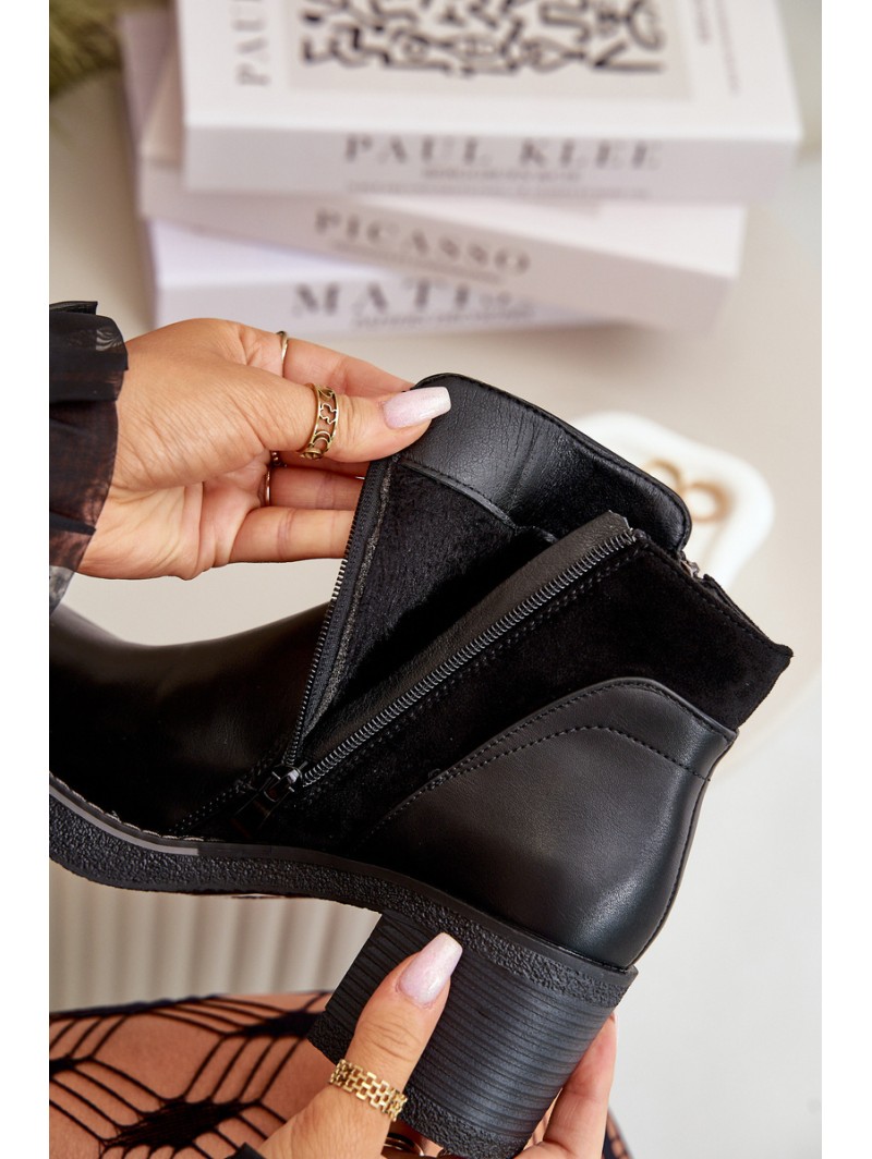 Women's Eco Leather Ankle Boots With Heel Insulated Black Revianna