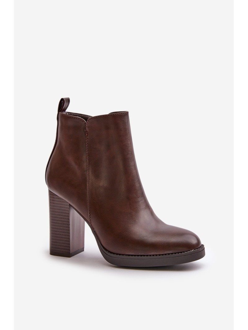 Insulated Women's Heeled Boots Eco Leather Dark Brown Teresine