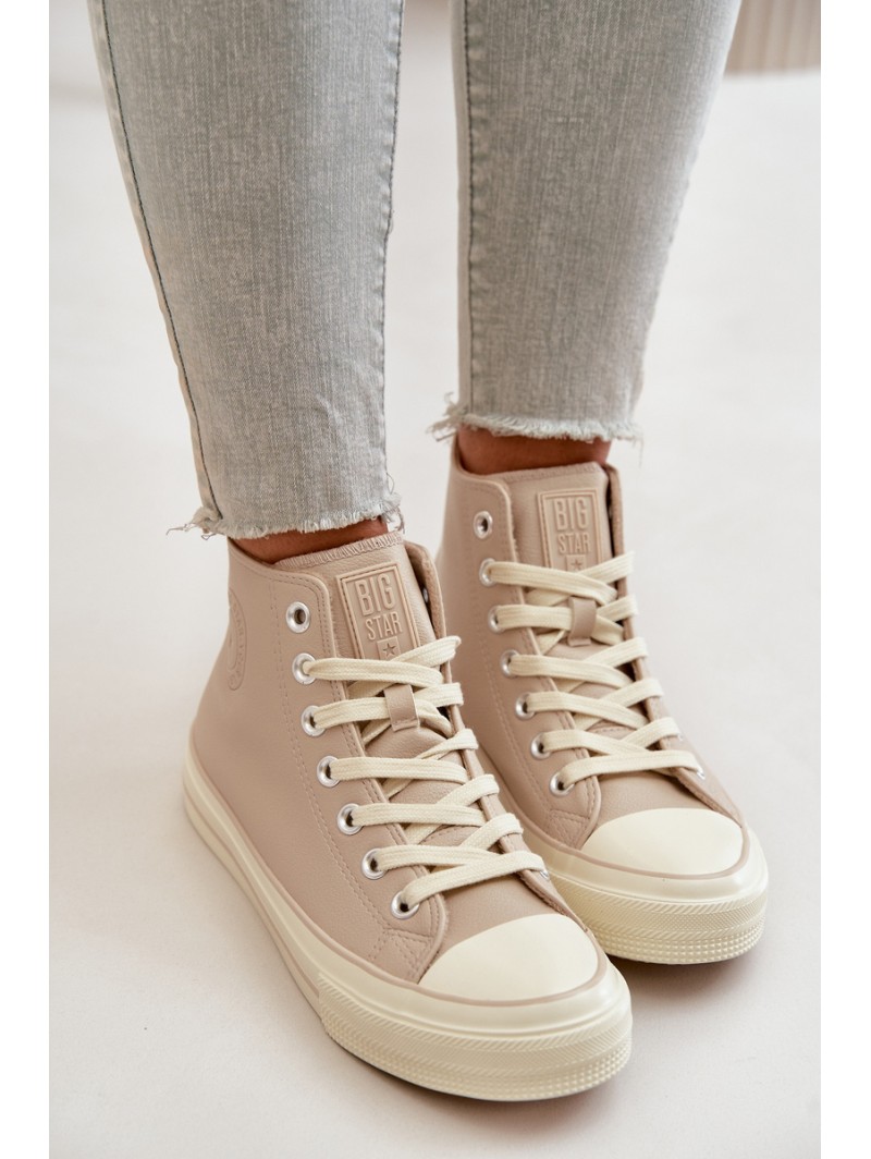 Women's Insulated Sneakers Made Of Eco Leather Beige Big Star OO274934