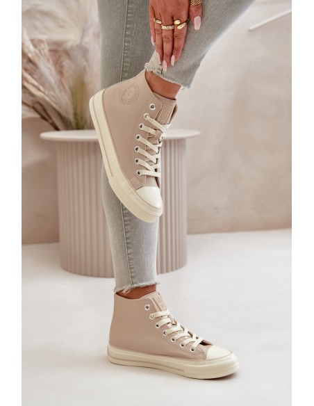 Women's Insulated Sneakers Made Of Eco Leather Beige Big Star OO274934