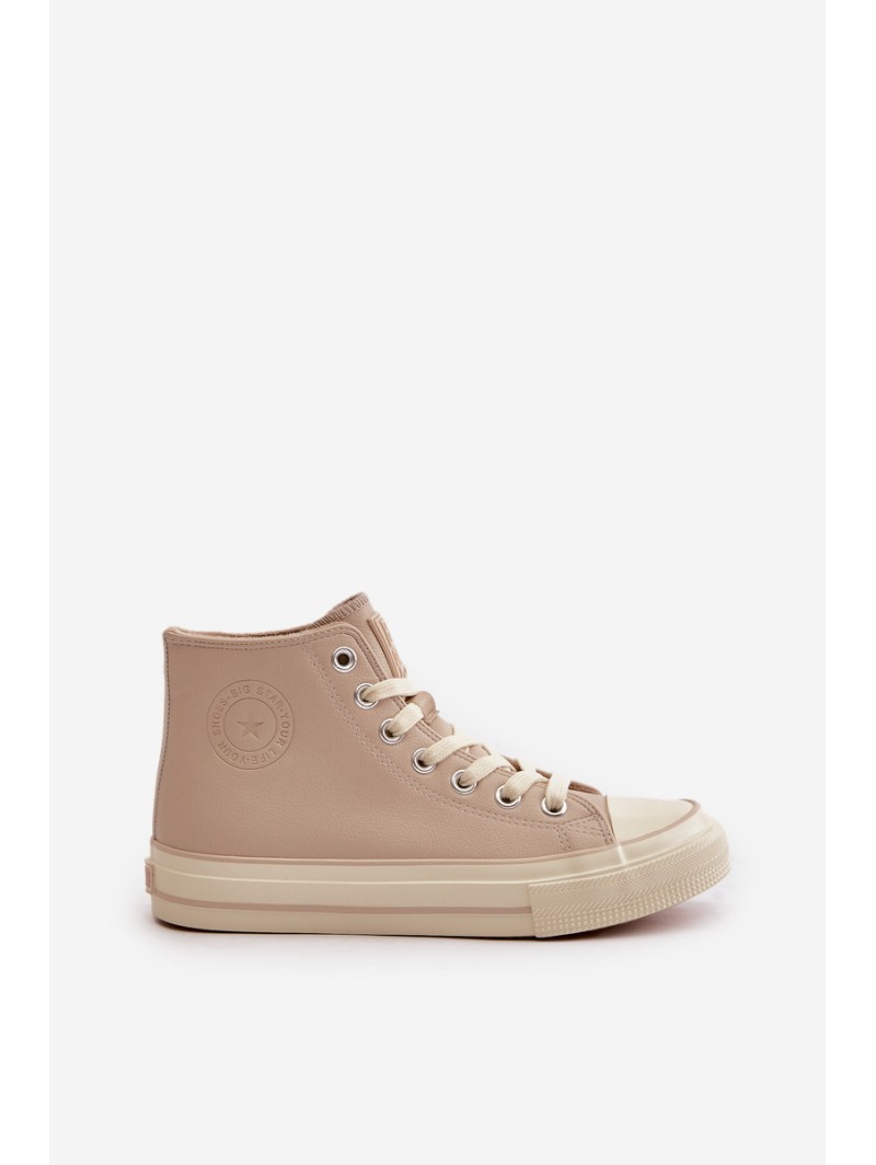 Women's Insulated Sneakers Made Of Eco Leather Beige Big Star OO274934