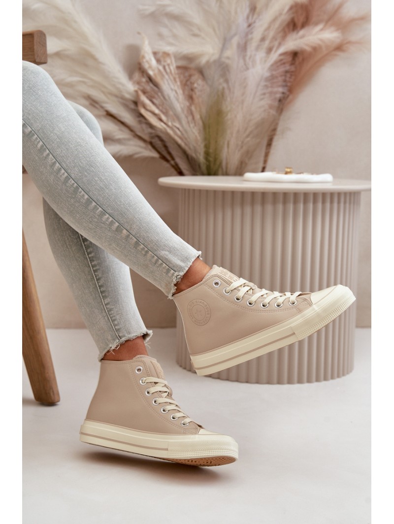Women's Insulated Sneakers Made Of Eco Leather Beige Big Star OO274934