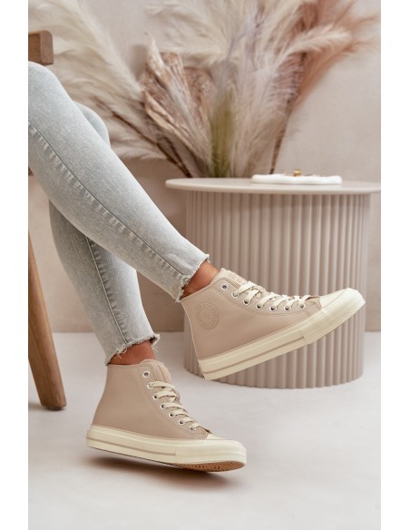 Women's Insulated Sneakers Made Of Eco Leather Beige Big Star OO274934