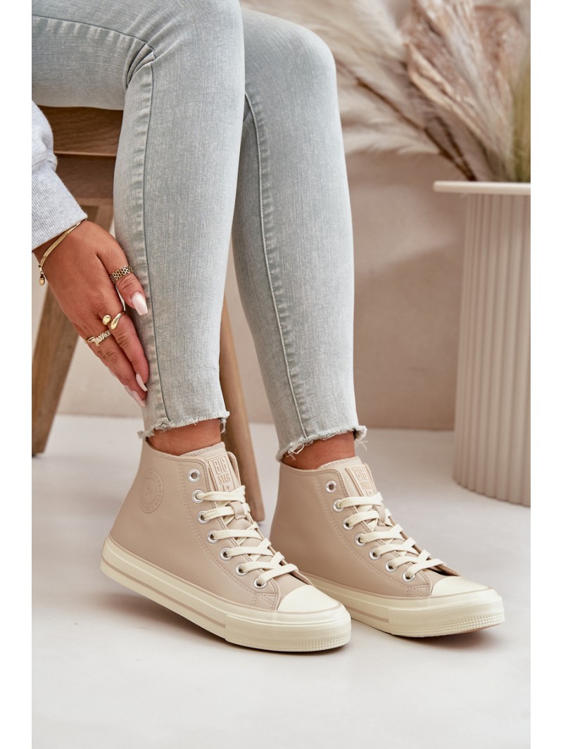 Women's Insulated Sneakers Made Of Eco Leather Beige Big Star OO274934