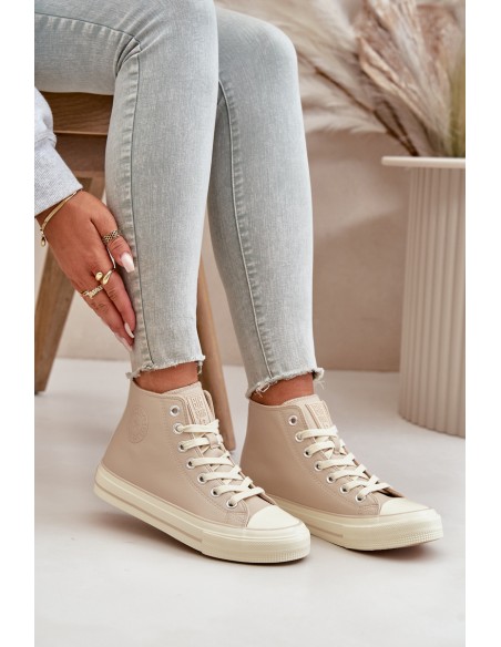 Women's Insulated Sneakers Made Of Eco Leather Beige Big Star OO274934