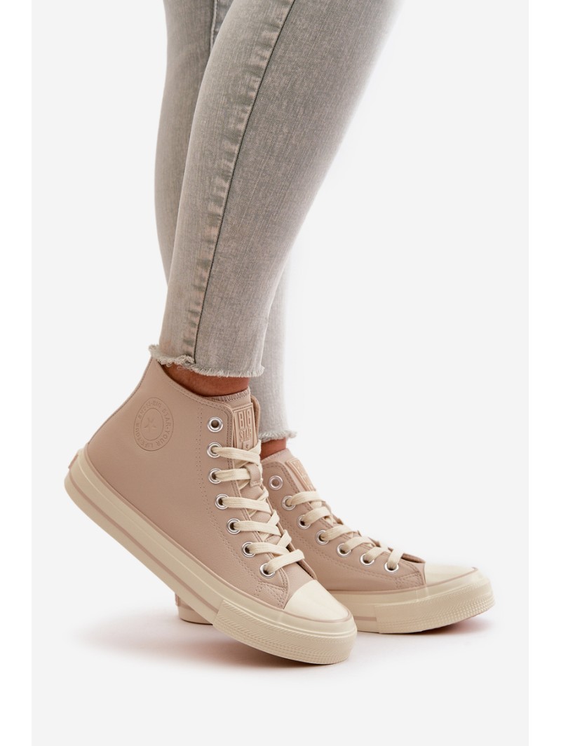 Women's Insulated Sneakers Made Of Eco Leather Beige Big Star OO274934