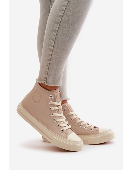 Women's Insulated Sneakers Made Of Eco Leather Beige Big Star OO274934