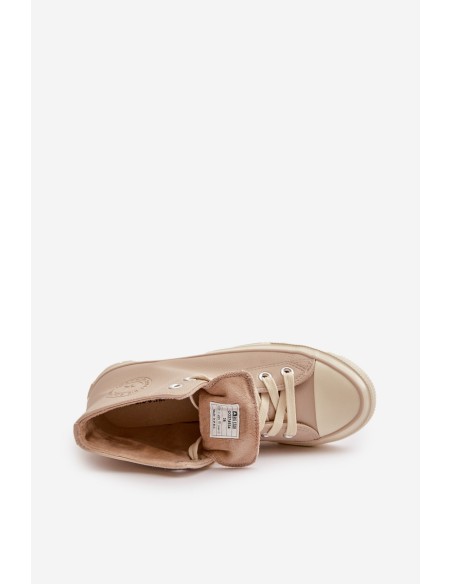 Women's Insulated Sneakers Made Of Eco Leather Beige Big Star OO274934