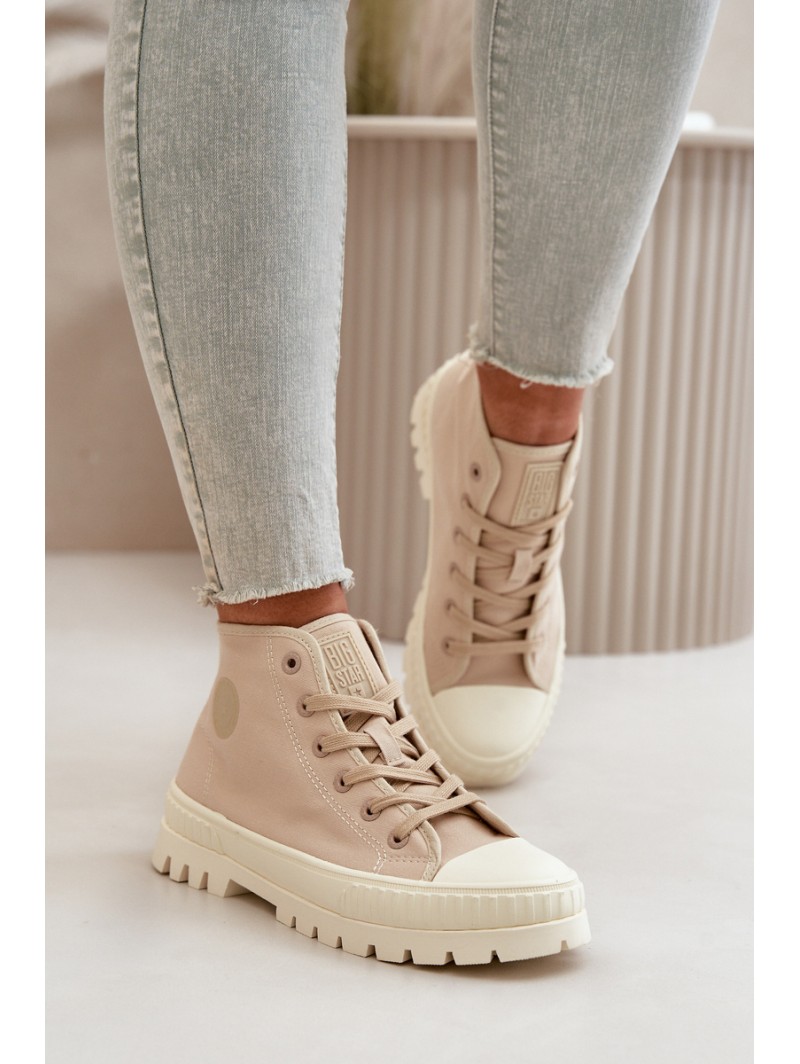 High Fabric Platform Sneakers Big Star LL274160 Beige