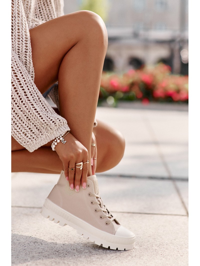 High Fabric Platform Sneakers Big Star LL274160 Beige