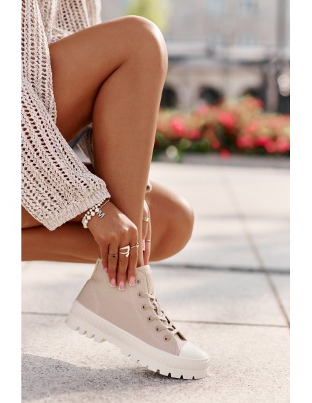 High Fabric Platform Sneakers Big Star LL274160 Beige
