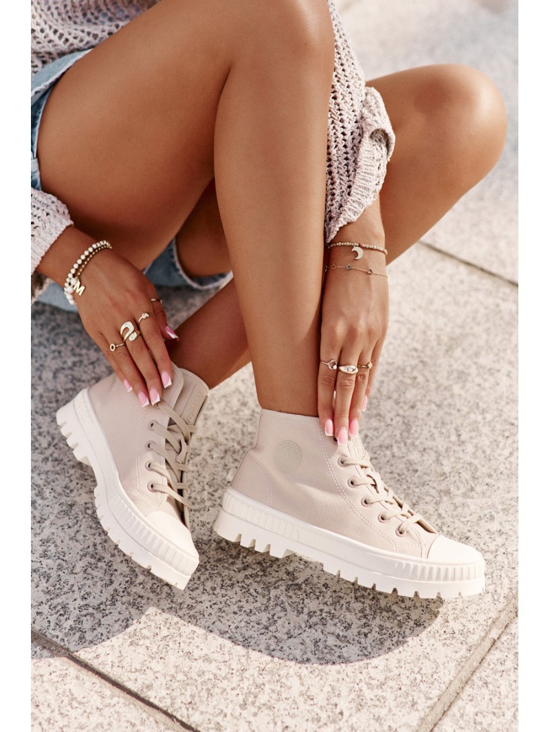 High Fabric Platform Sneakers Big Star LL274160 Beige