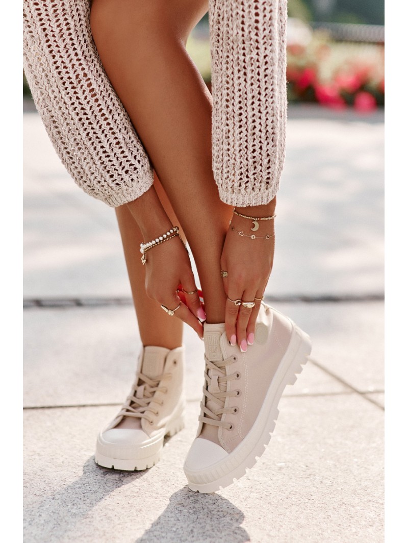 High Fabric Platform Sneakers Big Star LL274160 Beige