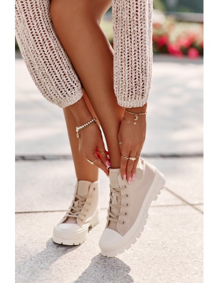 High Fabric Platform Sneakers Big Star LL274160 Beige