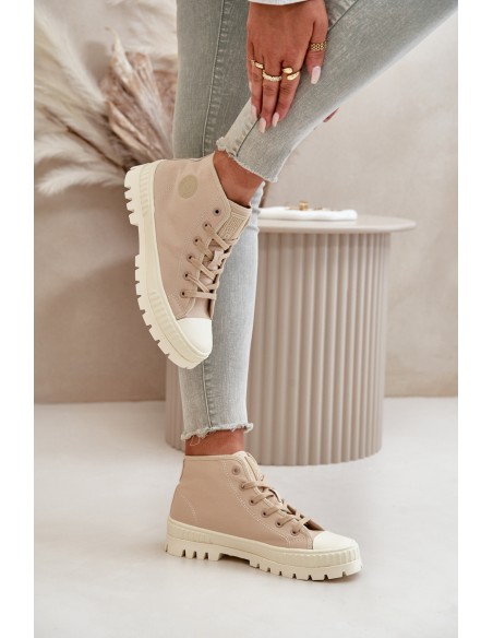 High Fabric Platform Sneakers Big Star LL274160 Beige