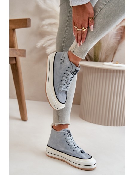 Warm Women's Platform Sneakers Eco Leather Big Star OO274069 Blue