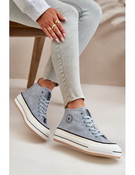 Warm Women's Platform Sneakers Eco Leather Big Star OO274069 Blue