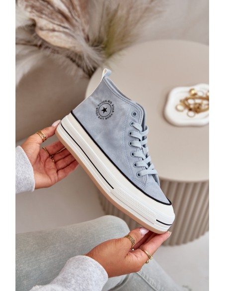 Warm Women's Platform Sneakers Eco Leather Big Star OO274069 Blue