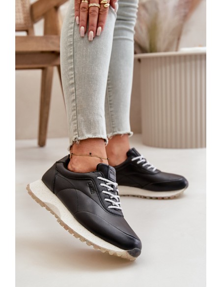 Women's Sneakers Sports Shoes Made Of Eco Leather Big Star OO274024 Hi-Poly System Black