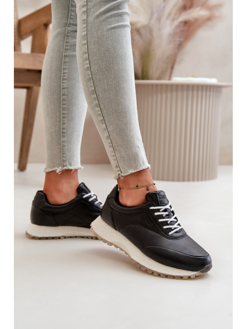 Women's Sneakers Sports Shoes Made Of Eco Leather Big Star OO274024 Hi-Poly System Black