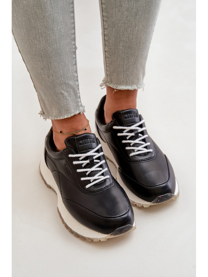 Women's Sneakers Sports Shoes Made Of Eco Leather Big Star OO274024 Hi-Poly System Black