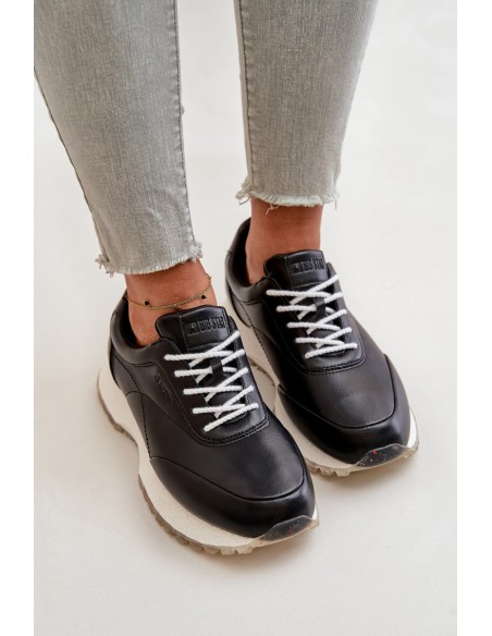 Women's Sneakers Sports Shoes Made Of Eco Leather Big Star OO274024 Hi-Poly System Black