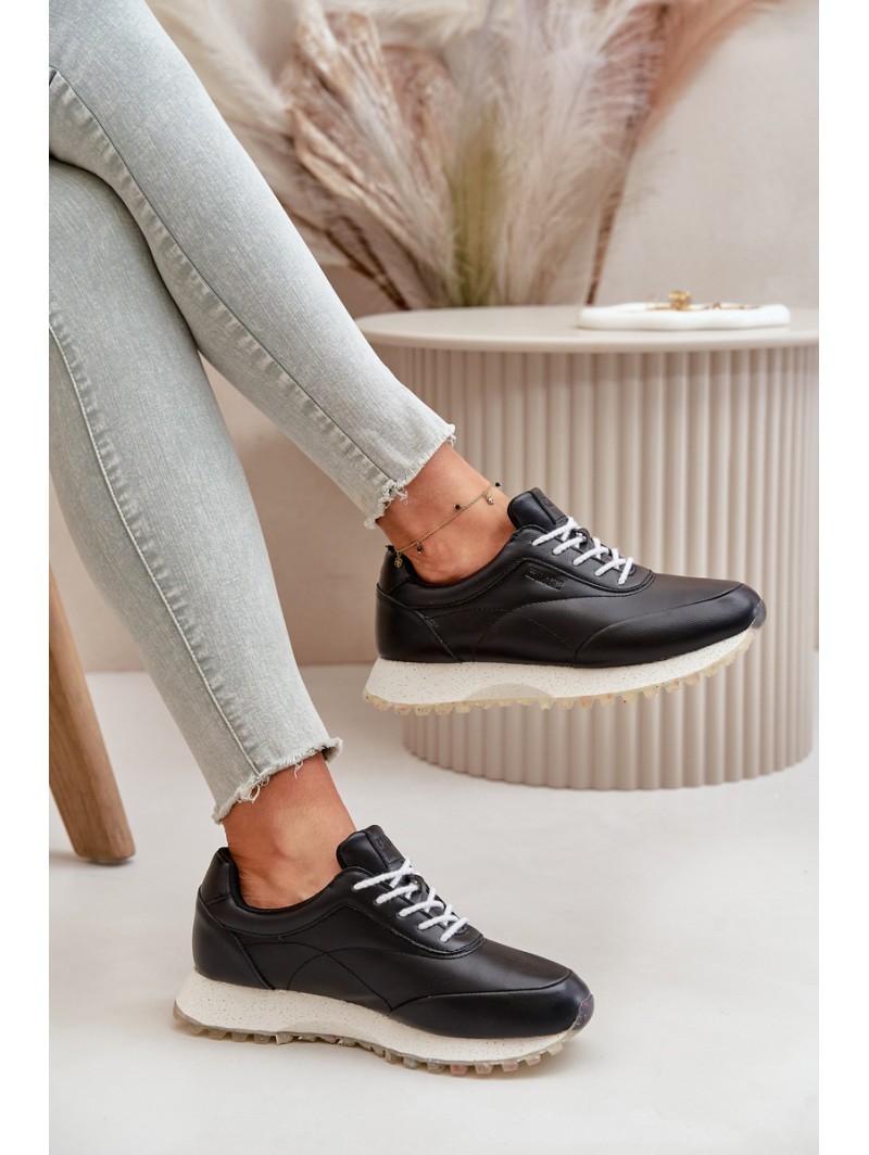 Women's Sneakers Sports Shoes Made Of Eco Leather Big Star OO274024 Hi-Poly System Black