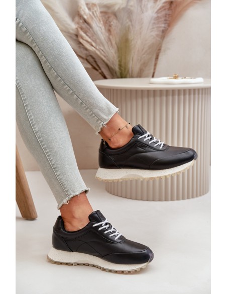Women's Sneakers Sports Shoes Made Of Eco Leather Big Star OO274024 Hi-Poly System Black