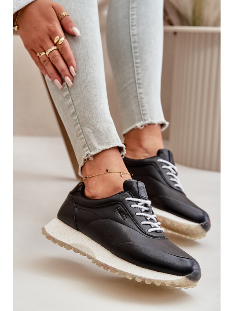 Women's Sneakers Sports Shoes Made Of Eco Leather Big Star OO274024 Hi-Poly System Black