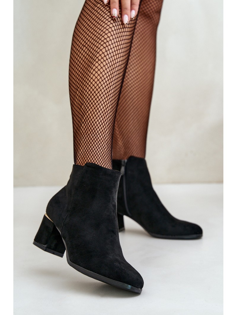 Eco Suede Ankle Boots With Zipper Black Sairis