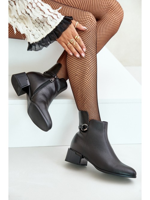 Warm Women's Heeled Boots Zippered Black Vinceza 66724