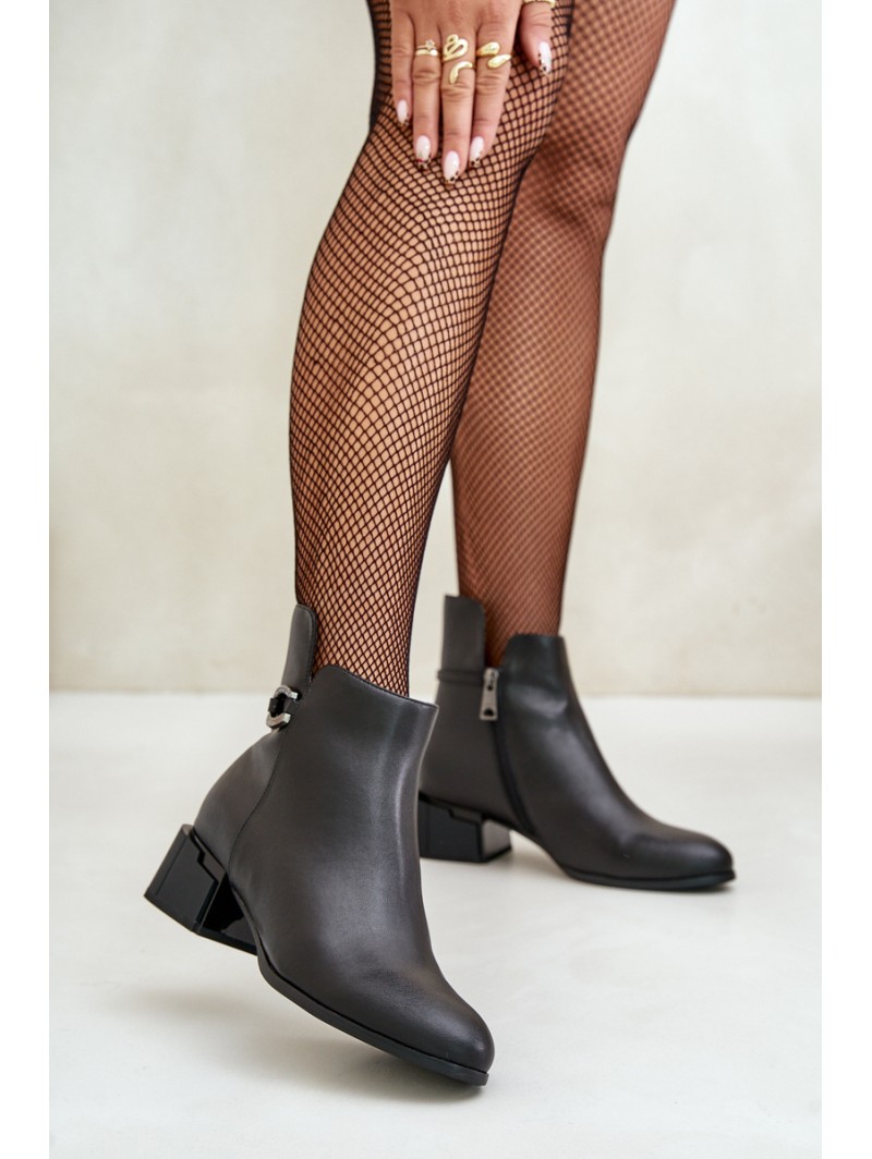 Warm Women's Heeled Boots Zippered Black Vinceza 66724