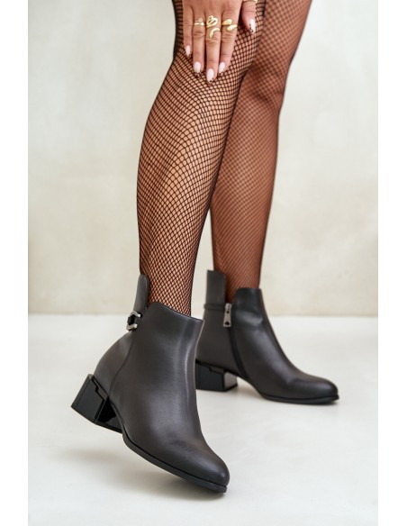 Warm Women's Heeled Boots Zippered Black Vinceza 66724