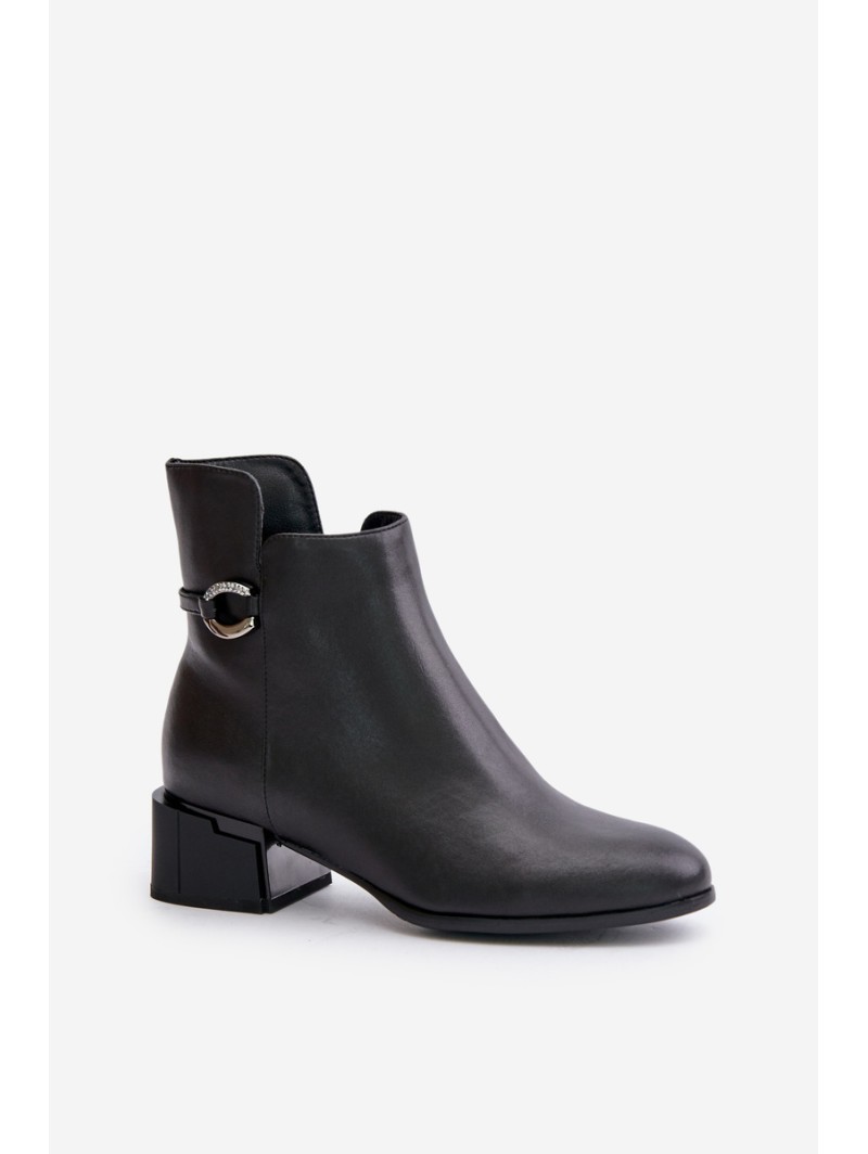 Warm Women's Heeled Boots Zippered Black Vinceza 66724