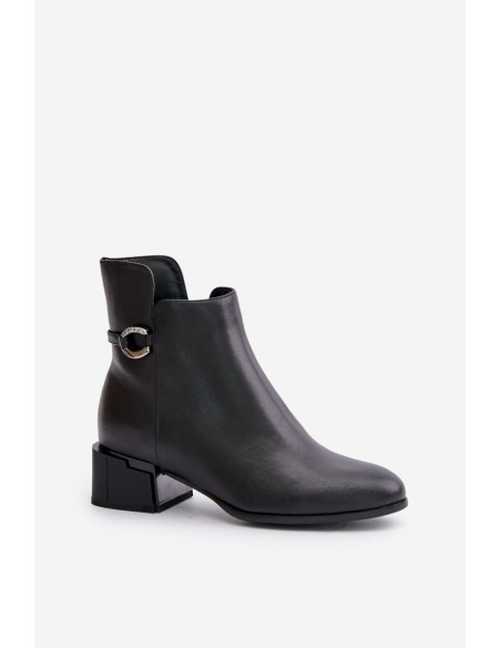 Warm Women's Heeled Boots Zippered Black Vinceza 66724