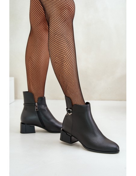 Warm Women's Heeled Boots Zippered Black Vinceza 66724