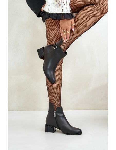 Warm Women's Heeled Boots Zippered Black Vinceza 66724