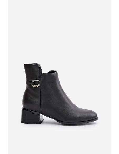 Warm Women's Heeled Boots Zippered Black Vinceza 66724