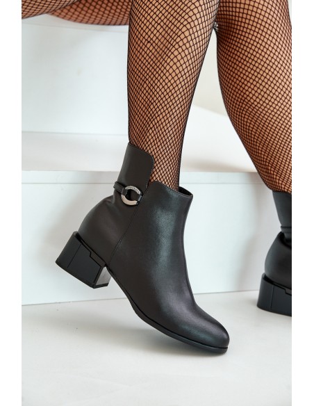 Warm Women's Heeled Boots Zippered Black Vinceza 66724
