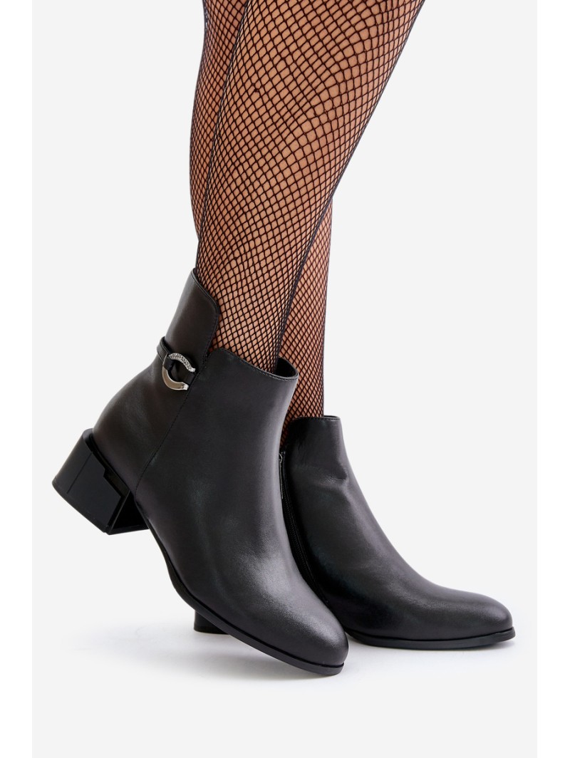 Warm Women's Heeled Boots Zippered Black Vinceza 66724