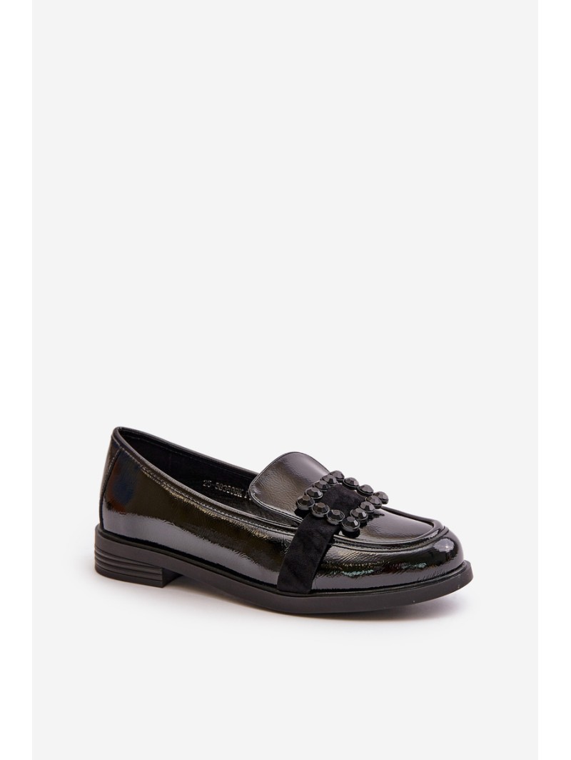 Lacquered Women's Moccasins With Decoration Black Vinceza 58389