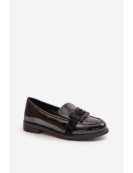 Lacquered Women's Moccasins With Decoration Black Vinceza 58389