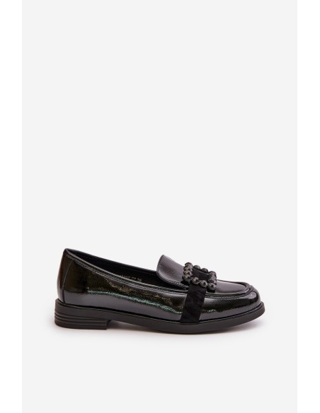 Lacquered Women's Moccasins With Decoration Black Vinceza 58389