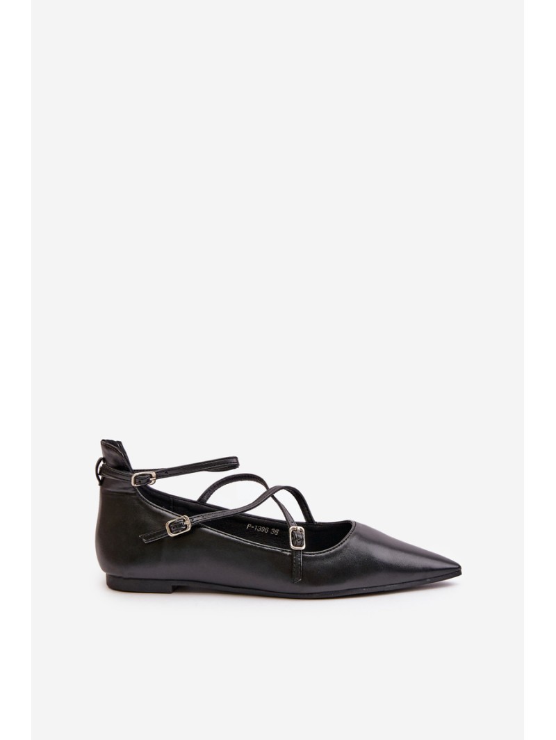 Women Ballerinas With Pointed Toes And Intertwined Straps Black Violra