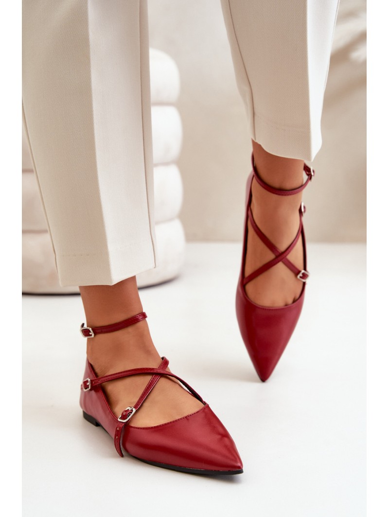 Women's Ballerinas With Pointed Toes And Intertwined Straps Burgundy Violra