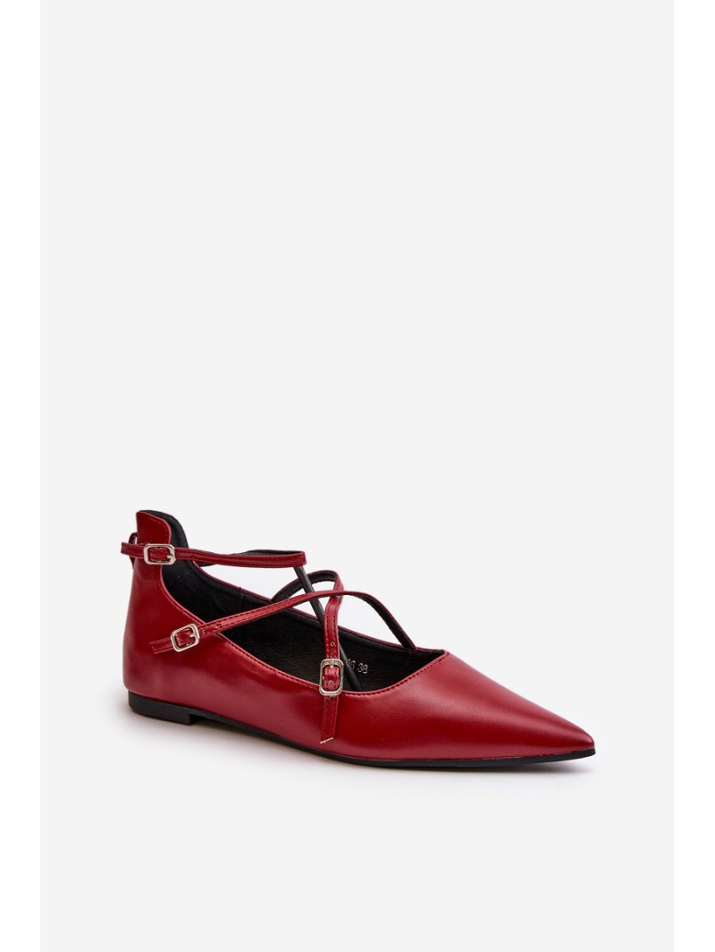 Women's Ballerinas With Pointed Toes And Intertwined Straps Burgundy Violra