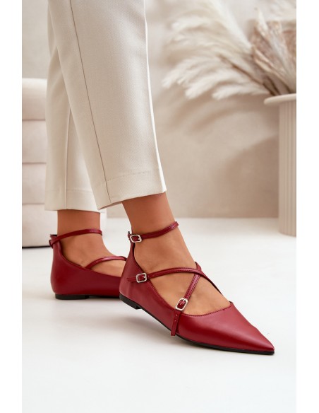Women's Ballerinas With Pointed Toes And Intertwined Straps Burgundy Violra