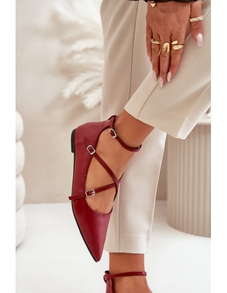 Women's Ballerinas With Pointed Toes And Intertwined Straps Burgundy Violra