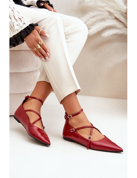 Women's Ballerinas With Pointed Toes And Intertwined Straps Burgundy Violra